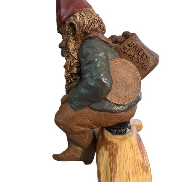 Vintage Tom Clark Bailey Gnome Shelf Sitter Wood Stump Hook Loop 1986 Estate 4" - Picture 3 of 6